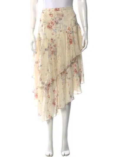 Pre-owned Loveshackfancy Silk Midi Length Skirt In Neutral
