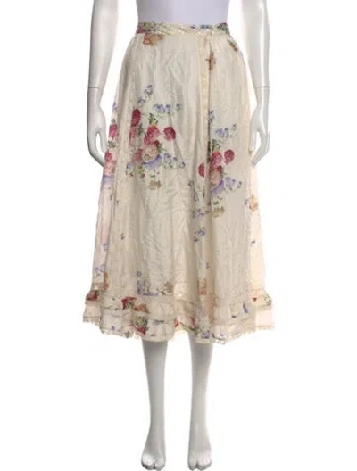 Pre-owned Loveshackfancy Silk Midi Length Skirt In Neutrals