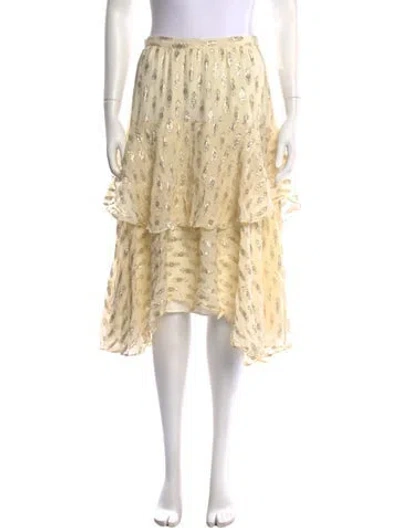 Pre-owned Loveshackfancy Silk Midi Length Skirt In Neutrals