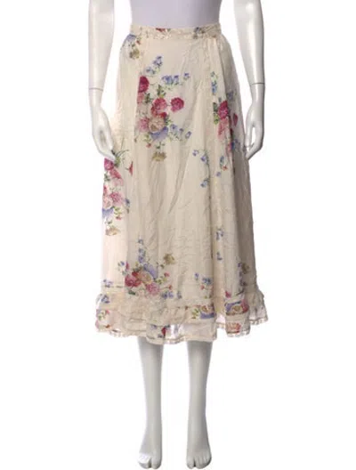 Pre-owned Loveshackfancy Silk Midi Length Skirt In Neutrals