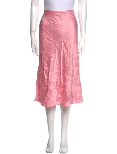 Pre-owned Loveshackfancy Silk Midi Length Skirt In Pink