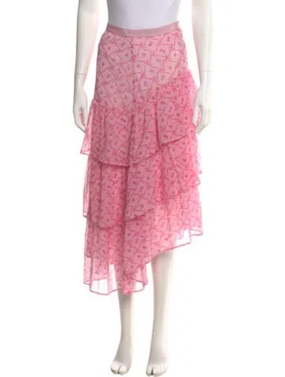 Pre-owned Loveshackfancy Silk Midi Length Skirt In Pink