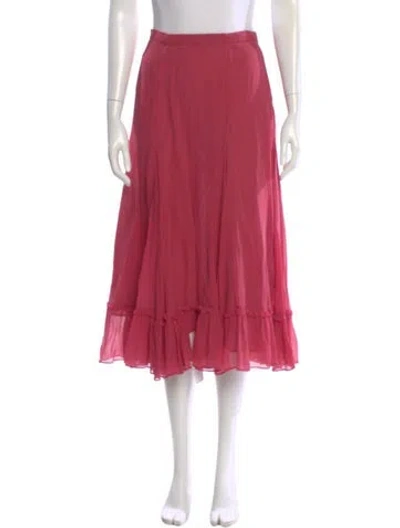 Pre-owned Loveshackfancy Silk Midi Length Skirt In Pink