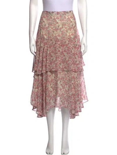 Pre-owned Loveshackfancy Silk Midi Length Skirt In Pink