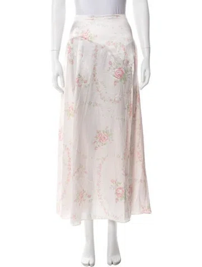 Pre-owned Loveshackfancy Silk Midi Length Skirt In Pink
