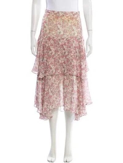 Pre-owned Loveshackfancy Silk Midi Length Skirt In Pink