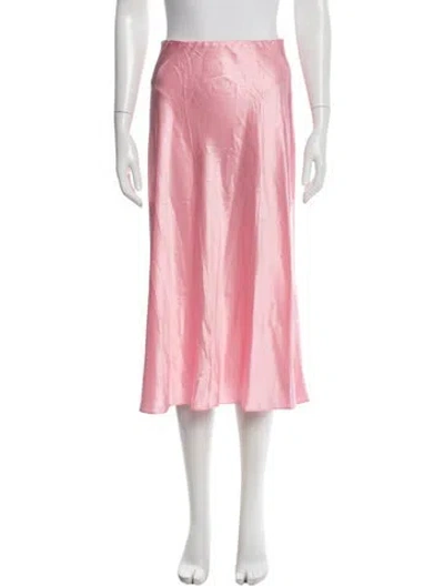 Pre-owned Loveshackfancy Silk Midi Length Skirt In Pink