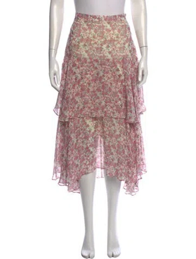 Pre-owned Loveshackfancy Silk Midi Length Skirt In Pink