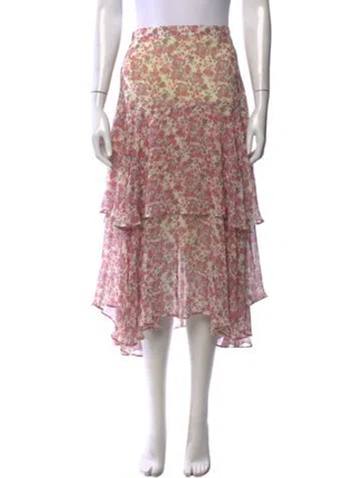 Pre-owned Loveshackfancy Silk Midi Length Skirt In Pink