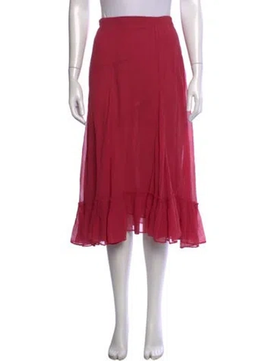 Pre-owned Loveshackfancy Silk Midi Length Skirt In Pink