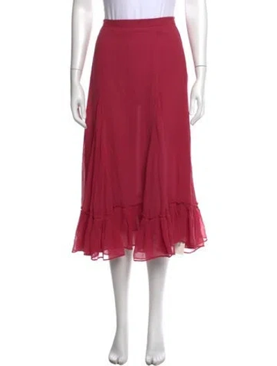 Pre-owned Loveshackfancy Silk Midi Length Skirt In Pink