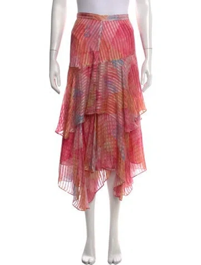 Pre-owned Loveshackfancy Silk Midi Length Skirt In Pink