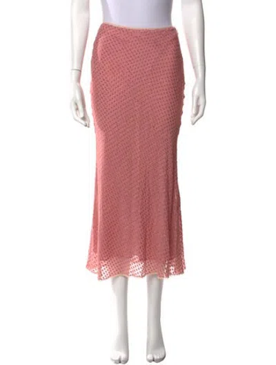 Pre-owned Loveshackfancy Silk Midi Length Skirt In Pink