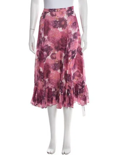 Pre-owned Loveshackfancy Silk Midi Length Skirt In Pink