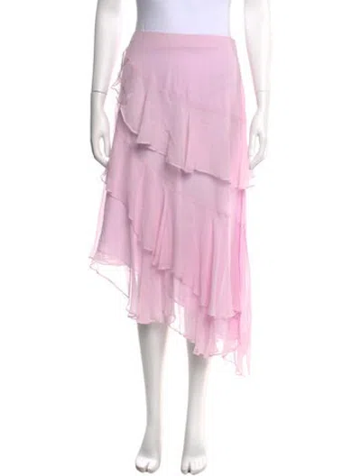 Pre-owned Loveshackfancy Silk Midi Length Skirt In Purple
