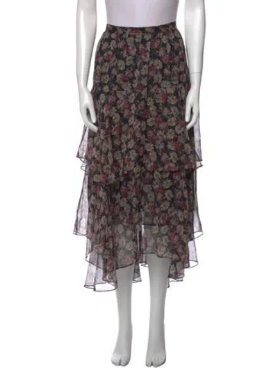 Pre-owned Loveshackfancy Silk Midi Length Skirt W/ Tags In Gray