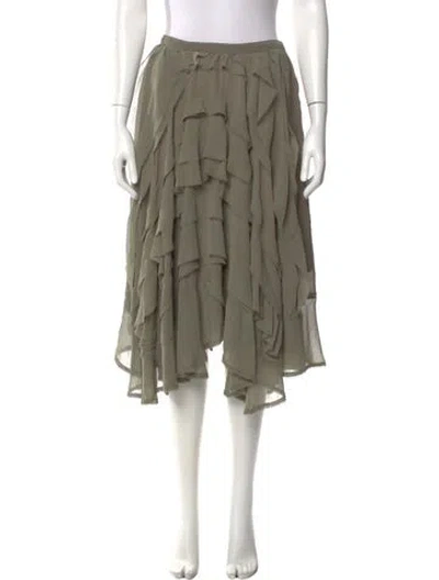 Pre-owned Loveshackfancy Silk Midi Length Skirt W/ Tags In Green