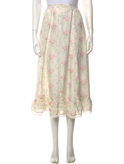 Pre-owned Loveshackfancy Silk Midi Length Skirt W/ Tags In White