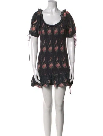 Pre-owned Loveshackfancy Silk Mini Dress In Black