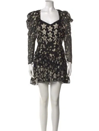 Pre-owned Loveshackfancy Silk Mini Dress In Black