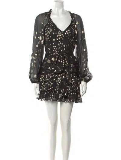 Pre-owned Loveshackfancy Silk Mini Dress In Black