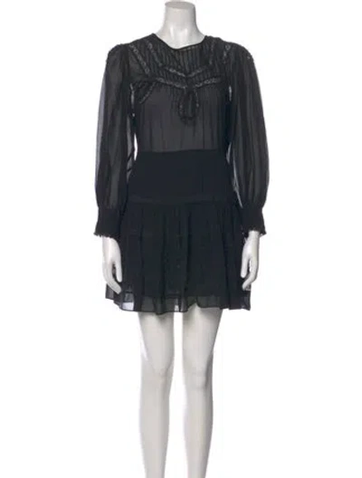 Pre-owned Loveshackfancy Silk Mini Dress In Black
