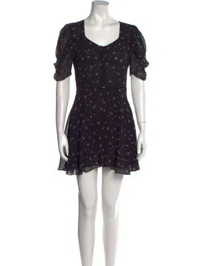 Pre-owned Loveshackfancy Silk Mini Dress In Black