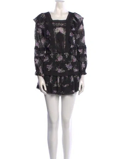 Pre-owned Loveshackfancy Silk Mini Dress In Black