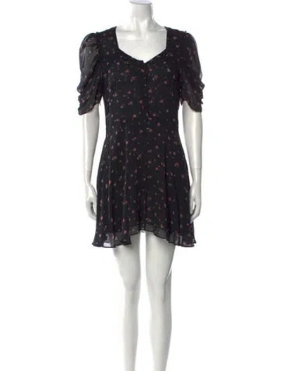 Pre-owned Loveshackfancy Silk Mini Dress In Black