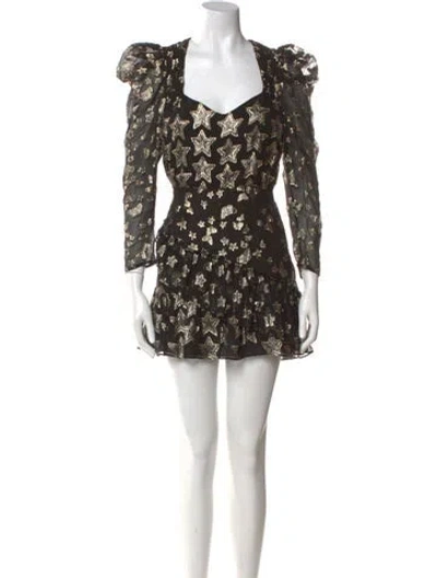 Pre-owned Loveshackfancy Silk Mini Dress In Black