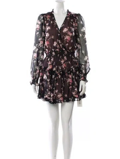 Pre-owned Loveshackfancy Silk Mini Dress In Black