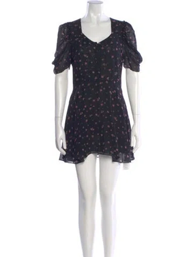 Pre-owned Loveshackfancy Silk Mini Dress In Black
