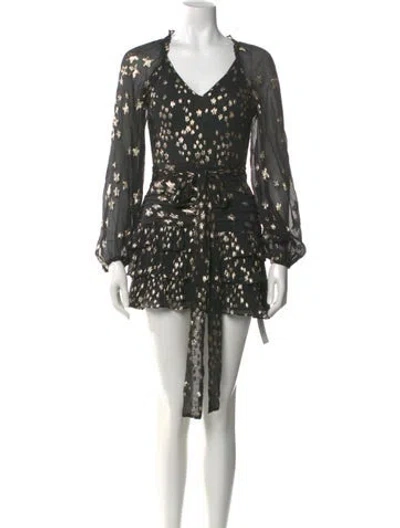 Pre-owned Loveshackfancy Silk Mini Dress In Black