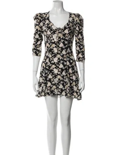 Pre-owned Loveshackfancy Silk Mini Dress In Black