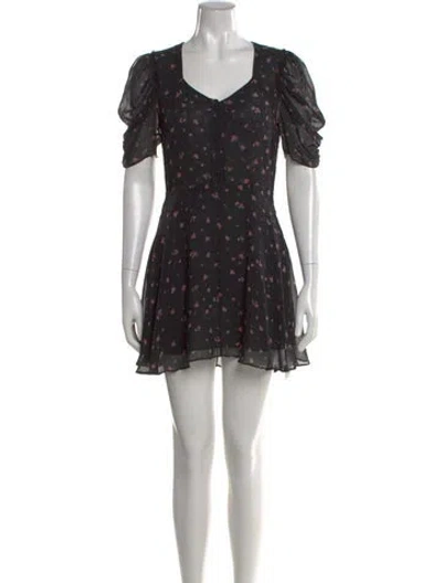 Pre-owned Loveshackfancy Silk Mini Dress In Black