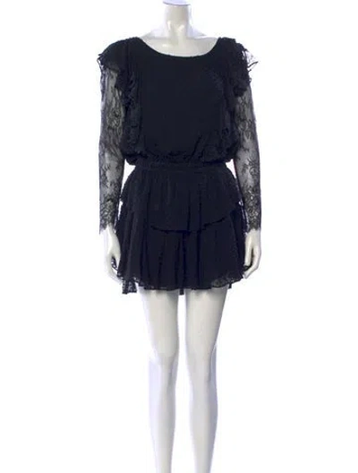Pre-owned Loveshackfancy Silk Mini Dress In Black