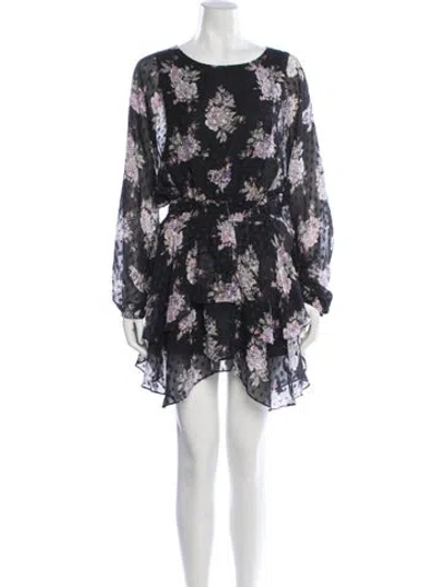 Pre-owned Loveshackfancy Silk Mini Dress In Black