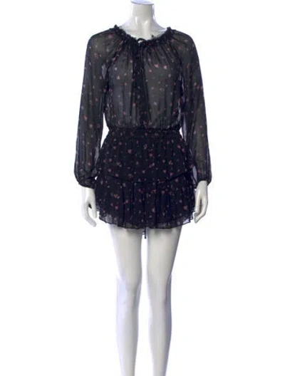 Pre-owned Loveshackfancy Silk Mini Dress In Black