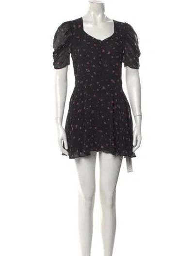 Pre-owned Loveshackfancy Silk Mini Dress In Black