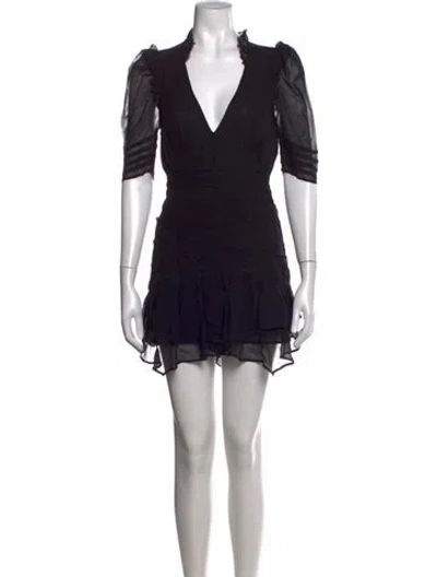 Pre-owned Loveshackfancy Silk Mini Dress In Black