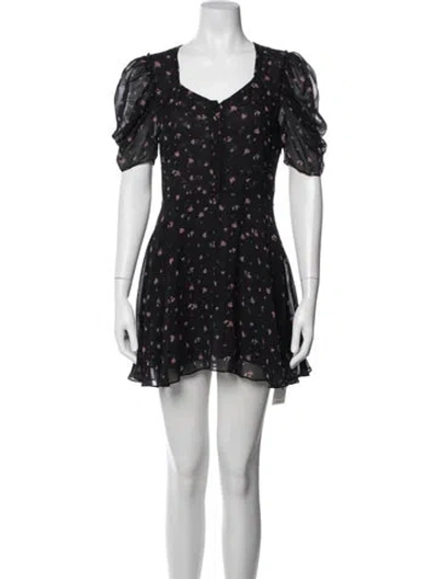 Pre-owned Loveshackfancy Silk Mini Dress In Black