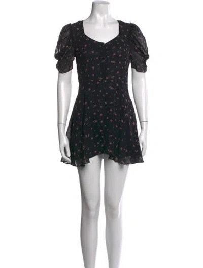 Pre-owned Loveshackfancy Silk Mini Dress In Black