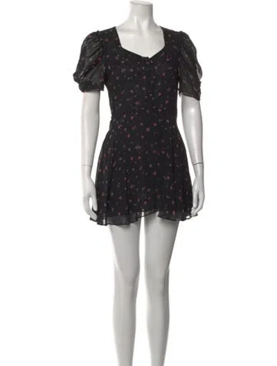 Pre-owned Loveshackfancy Silk Mini Dress In Black