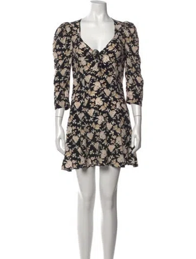 Pre-owned Loveshackfancy Silk Mini Dress In Black/neutrals