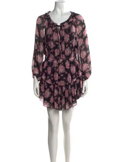 Pre-owned Loveshackfancy Silk Mini Dress In Black/pink