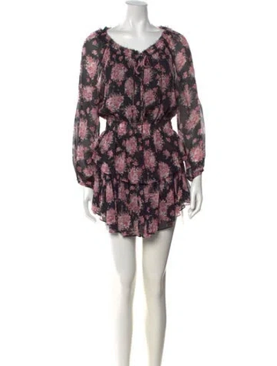 Pre-owned Loveshackfancy Silk Mini Dress In Black/pink