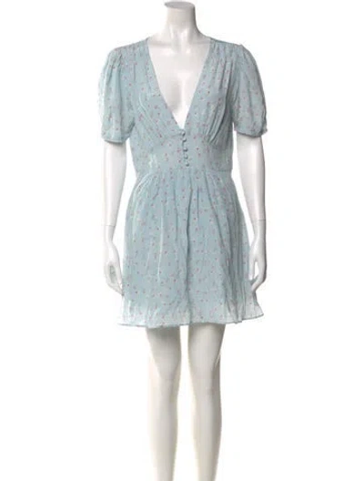 Pre-owned Loveshackfancy Silk Mini Dress In Blue