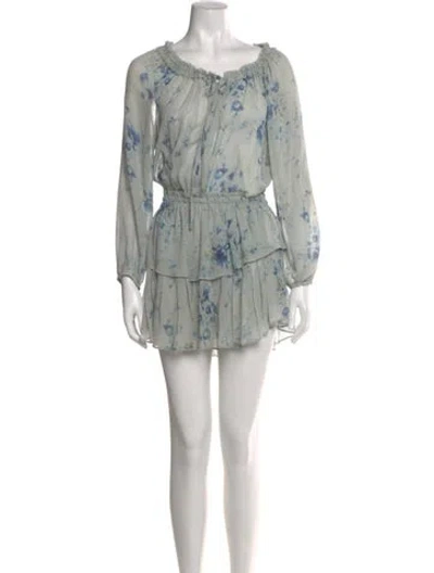 Pre-owned Loveshackfancy Silk Mini Dress In Blue