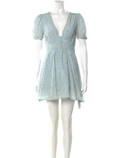 Pre-owned Loveshackfancy Silk Mini Dress In Blue