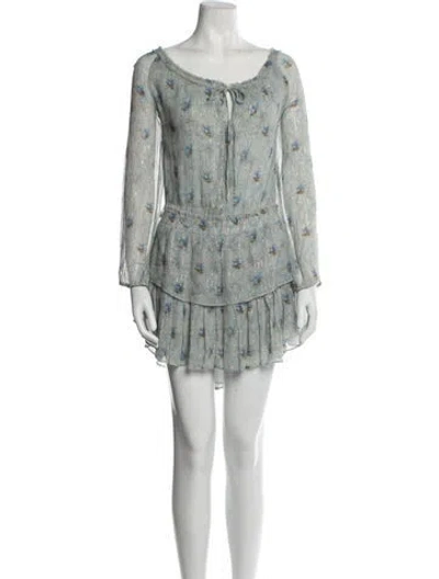 Pre-owned Loveshackfancy Silk Mini Dress In Blue